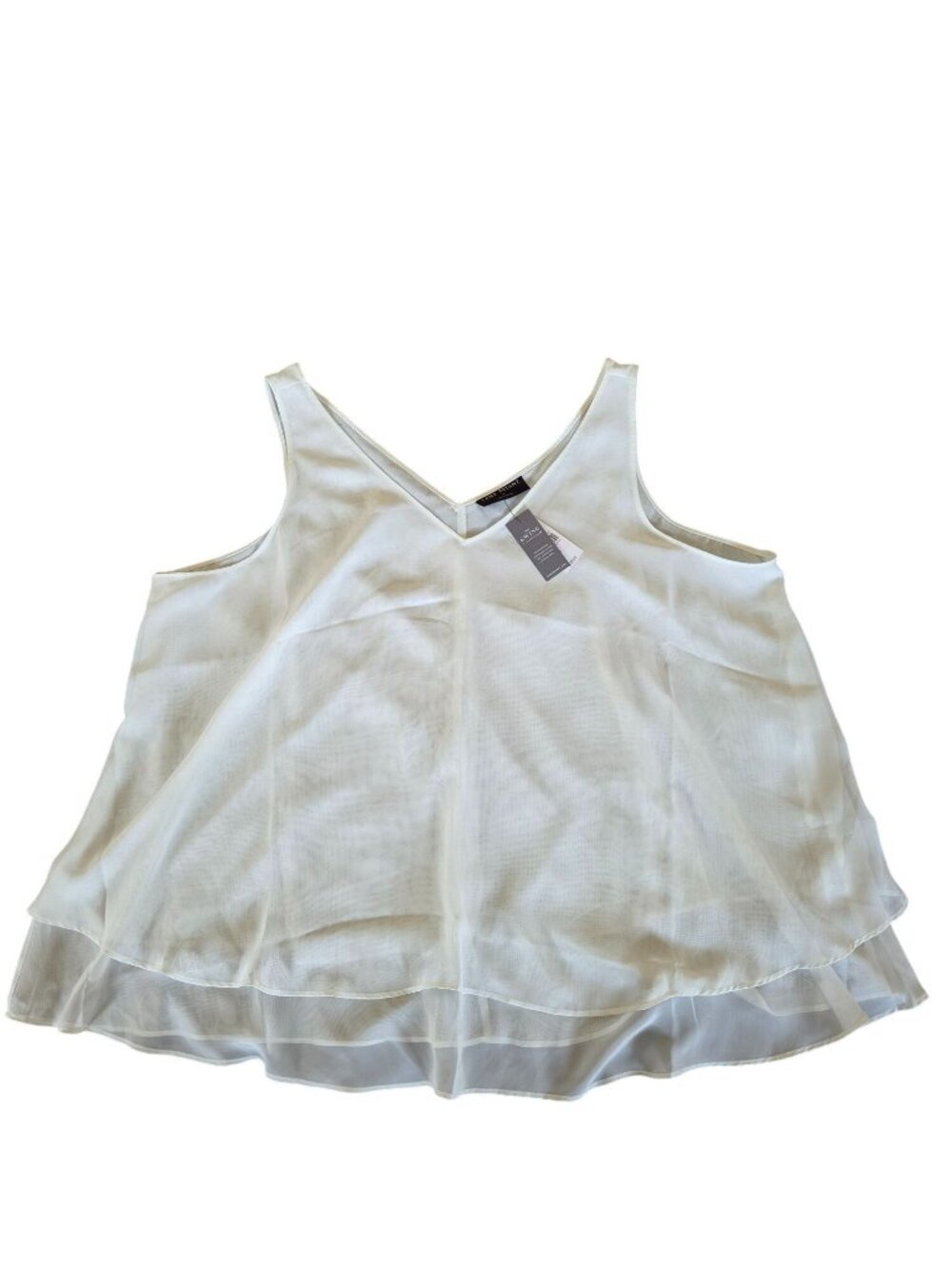 Lane Bryant White Swing Tank Top Plus Size 22 Sheer Layered Hem V-Neck NWT
